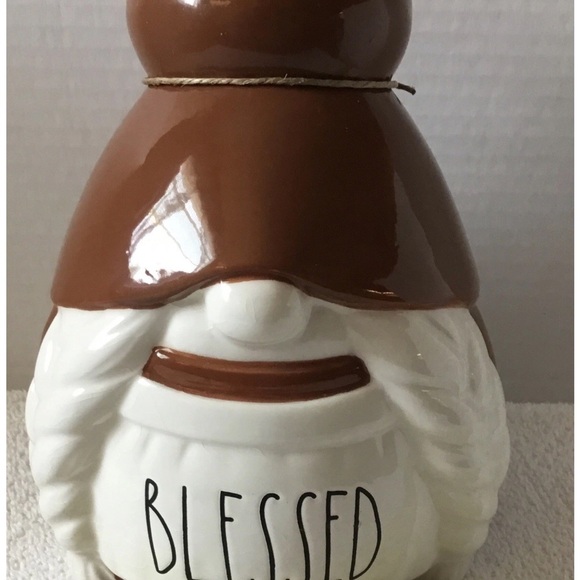 Rae Dunn Other - Rae Dunn Brown and White 'BLESSED' Ceramic Gnome Jar